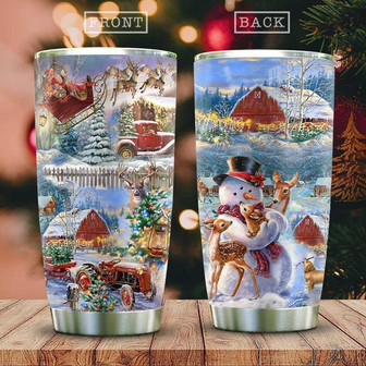Christmas In Farm Snowman Stainless Steel Tumbler 20Oz - Thegiftio