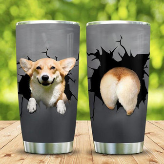 Corgi Head Back Heart Break Stainless Steel Tumbler 20Oz - Thegiftio UK