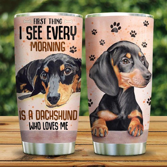 A Dachshund Loves You Every Morning Stainless Steel Tumbler 20Oz - Thegiftio