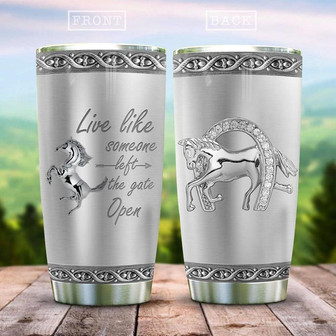 Jewelry Style Horse Lovers Gate Open Stainless Steel Tumbler 20Oz - Thegiftio