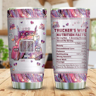 Jewelry Style Trucker Wife Nutrition Facts Stainless Steel Tumbler 20Oz - Thegiftio UK