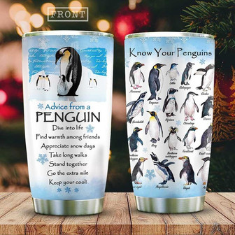 Know Your Penguins Stainless Steel Tumbler 20Oz - Thegiftio UK