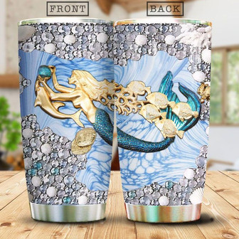 Mermaid Gold Style Stainless Steel Tumbler 20Oz - Thegiftio UK