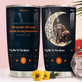 Music Elephent Moon Stainless Steel Tumbler 20Oz - Thegiftio UK