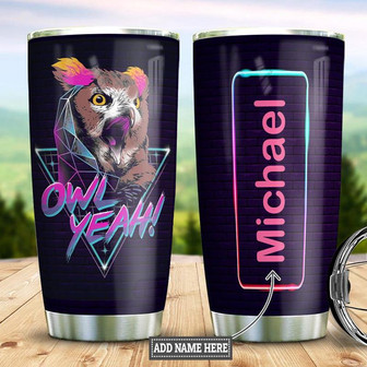 Owl Neon Art Stainless Steel Tumbler 20Oz - Thegiftio UK