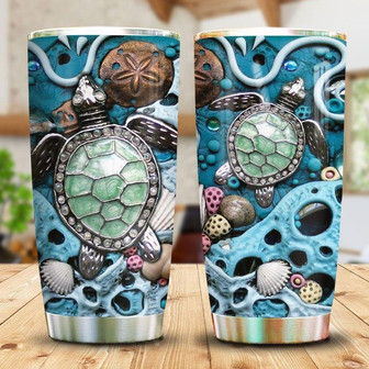 Sea Turtle Silver Style Stainless Steel Tumbler 20Oz - Thegiftio UK
