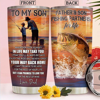 To My Son Fishing Stainless Steel Tumbler 20Oz - Thegiftio UK