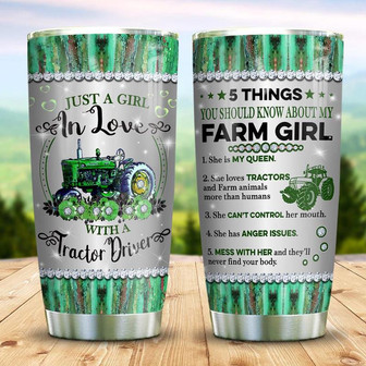 Tractor Driver Wife Green Steel Style Stainless Steel Tumbler 20Oz - Thegiftio UK