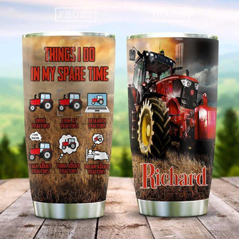Tractor All The Time Red Presonalized Stainless Steel Tumbler 20Oz - Thegiftio UK