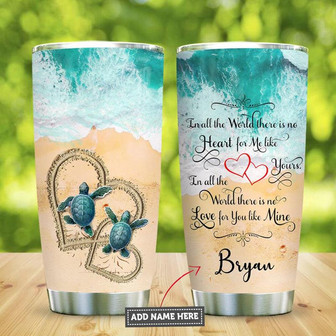 Turtles Couple Pesonalize Stainless Steel Tumbler 20Oz - Thegiftio UK