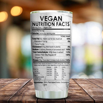 Vegan Nutrition Facts Stainless Steel Tumbler 20Oz - Thegiftio UK