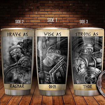 Viking Brave Wise Strong Stainless Steel Tumbler 20Oz - Thegiftio UK
