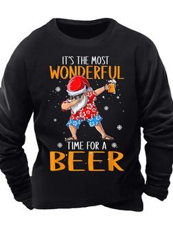 Men’s It’s The Most Wonderful Time For A Beer Casual Christmas Regular Fit Sweatshirt - Seseable