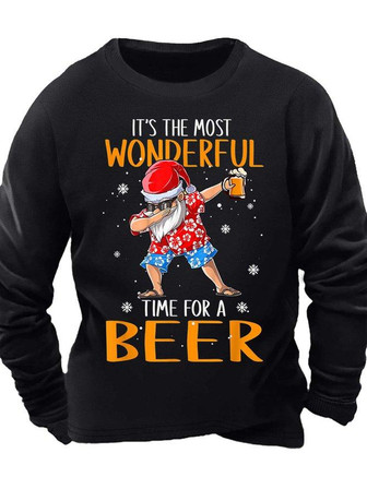 Men’s It’s The Most Wonderful Time For A Beer Casual Christmas Regular Fit Sweatshirt - Thegiftio UK