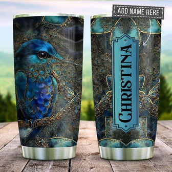 Abstract Art Hummingbird Personalized Stainless Steel Tumbler 20Oz - Thegiftio UK