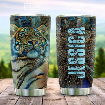 Abstract Art Style Tiger Personalized Stainless Steel Tumbler 20Oz - Thegiftio UK
