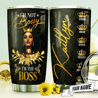 African Woman Boss Personalized Stainless Steel Tumbler 20Oz - Thegiftio