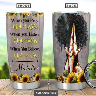 Afro Praying Personalized Stainless Steel Tumbler 20Oz - Thegiftio UK