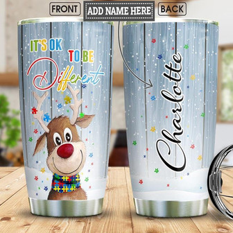 Autism Awareness Christmas Personalized Stainless Steel Tumbler 20Oz - Thegiftio