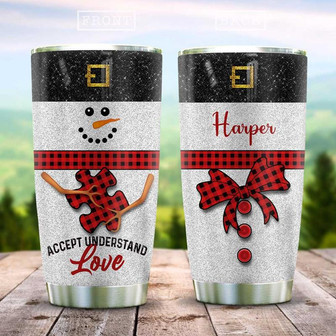 Autism Snowman Personalized Stainless Steel Tumbler 20Oz - Thegiftio