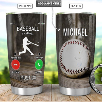 Baseball Calling Personalized Stainless Steel Tumbler 20Oz - Thegiftio UK