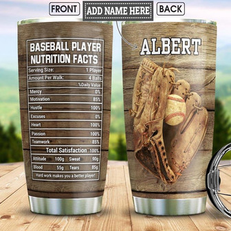 Baseball Facts Personalized Stainless Steel Tumbler 20Oz - Thegiftio UK
