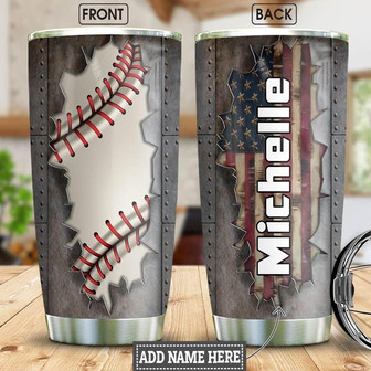 Baseball Metal Personalized Stainless Steel Tumbler 20Oz - Thegiftio UK