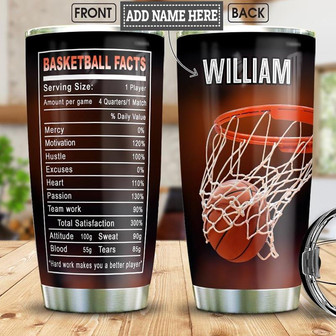 Basketball Fact Personalized Stainless Steel Tumbler 20Oz - Thegiftio UK