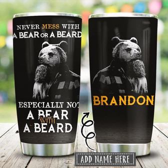 Beard Bear Personalized Stainless Steel Tumbler 20Oz - Thegiftio