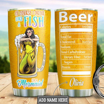 Beer Mermaid Personalized Stainless Steel Tumbler 20Oz - Thegiftio UK