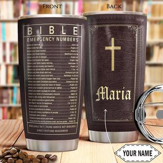 Bible Number Leather Personalized Stainless Steel Tumbler 20Oz - Thegiftio UK