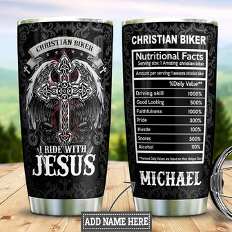 Biker Faith Personalized Stainless Steel Tumbler 20Oz - Thegiftio UK