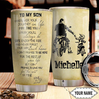 Biker To My Son Personalized Stainless Steel Tumbler 20Oz - Thegiftio UK