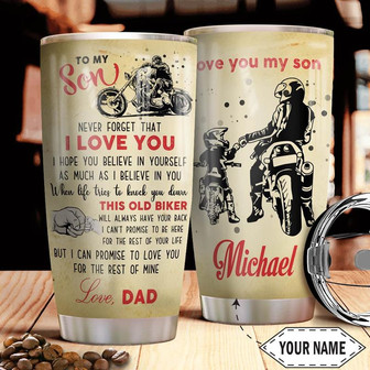 Biker To My Son Personalized Stainless Steel Tumbler 20Oz - Thegiftio UK