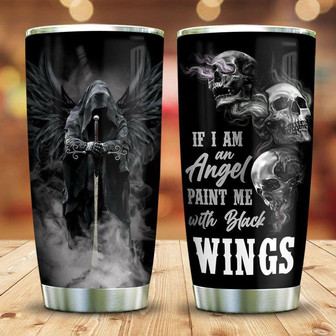 Black Angel Skull Stainless Steel Tumbler 20Oz - Thegiftio UK