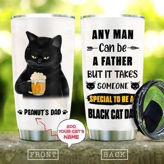 Black Cat Dad Personalized Stainless Steel Tumbler 20Oz - Thegiftio