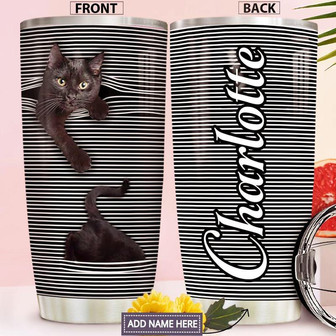 Black Cat Personalized Stainless Steel Tumbler 20Oz - Thegiftio