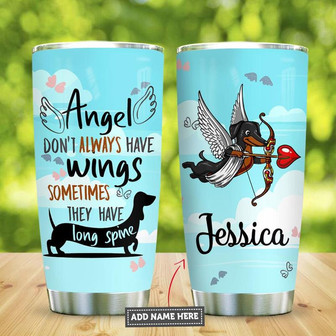 Black Dachshund Angel Personalized Stainless Steel Tumbler 20Oz - Thegiftio