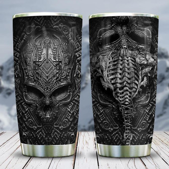 Black Head Back Skull Stainless Steel Tumbler 20Oz - Thegiftio UK