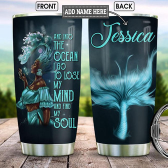 Black Mermaid Ocean Soul Personalized Stainless Steel Tumbler 20Oz - Thegiftio UK