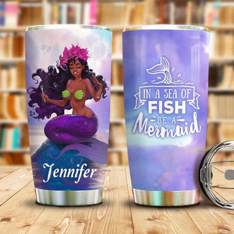 Black Mermaid Personalized Stainless Steel Tumbler 20Oz - Thegiftio UK