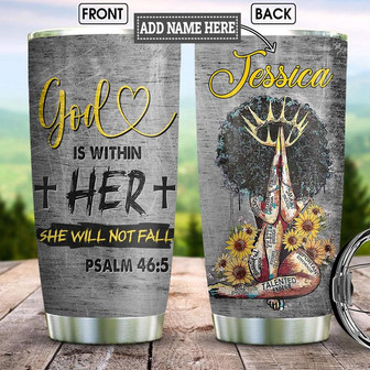Black Praying God Personalized Stainless Steel Tumbler 20Oz - Thegiftio UK