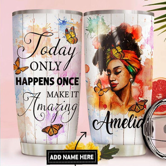 Black Woman Personalized Stainless Steel Tumbler 20Oz - Thegiftio UK