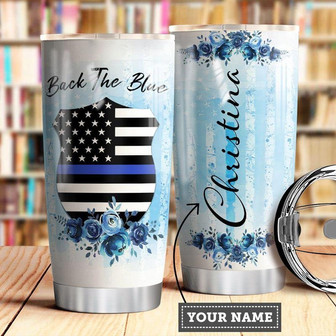 Back The Blue Personalized Stainless Steel Tumbler 20Oz - Thegiftio UK