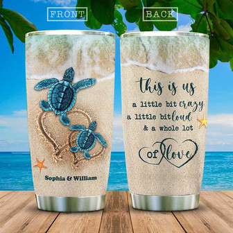Blue Sea Turtles Personalized Stainless Steel Tumbler 20Oz - Thegiftio UK
