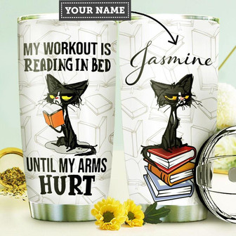 Book Cat Personalized Stainless Steel Tumbler 20Oz - Thegiftio UK