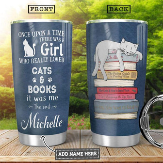 Book Cat Personalized Stainless Steel Tumbler 20Oz - Thegiftio UK