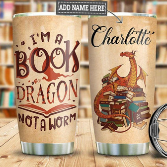 Book Dragon Personalized Stainless Steel Tumbler 20Oz - Thegiftio UK