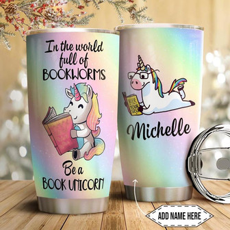 Book Unicorn Personalized Stainless Steel Tumbler 20Oz - Thegiftio UK