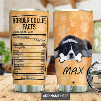 Border Collie Facts Personalized Stainless Steel Tumbler 20Oz - Thegiftio UK